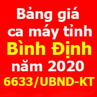 Công bố số 6632/UBND-KT bảng giá ca máy tỉnh Bình Định năm 2020