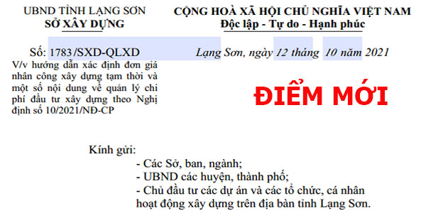 Quyết định 1783/SXD-QLXD đơn giá nhân công xây dựng tỉnh Lạng Sơn
