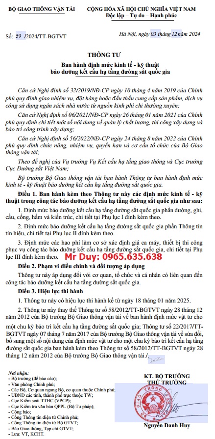 Thông tư 59/2024/TT-BGTVT