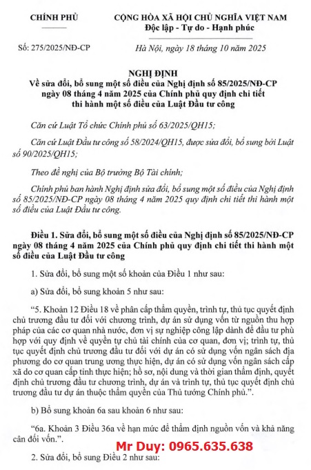 Nghị định 275/2025/NĐ-CP Chính phủ