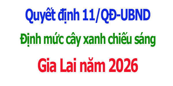 Định mức cây xanh chiếu sáng Gia Lai năm 2026 Quyết định 11/QĐ-UBND