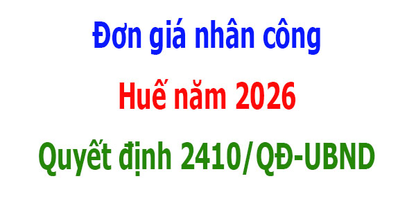 Quyết định 2410/QĐ-UBND Đơn giá nhân công ca máy Huế